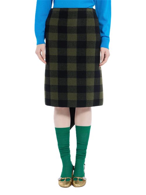 Gonna midi in tessuto tartan N°21 | C0523126Q591 QUADRO FONDO VERDE